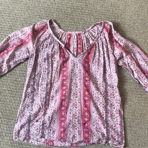 Floral Pink and Red Lucky Brand Top